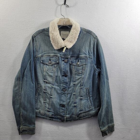 Torrid Jean Trucker Crop Jacket With Sherpa Collar Size 1(1X) NWT 52024-0794 - Picture 8 of 8